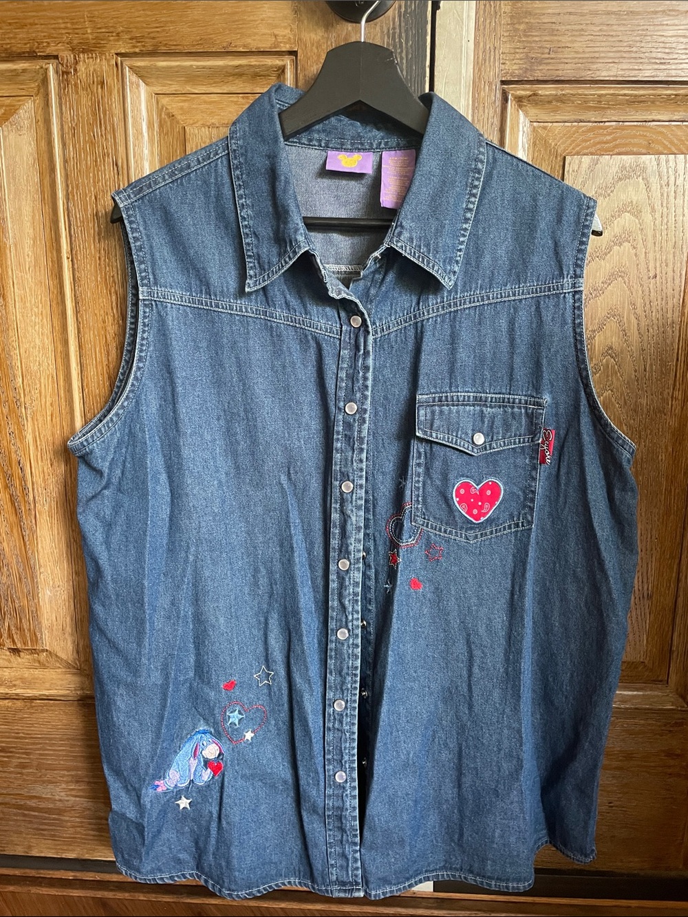 Vintage Disney Women’s Eeyore Themed Vest with Heart Embroidery